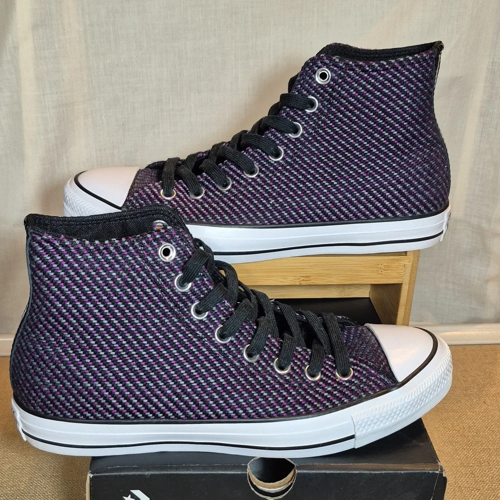 Converse Chuck Taylor All Star HI •Womens 10•Black-Icon Violet-Cool Grey - Picture 5 of 10